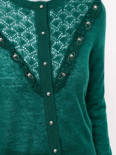 Shop Onefifteen Patterned Knit Cardigan In Green