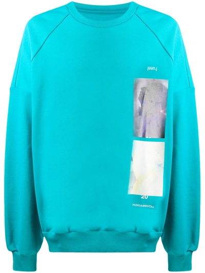 Shop Juunj Oversized Long-sleeve Sweatshirt In Blue