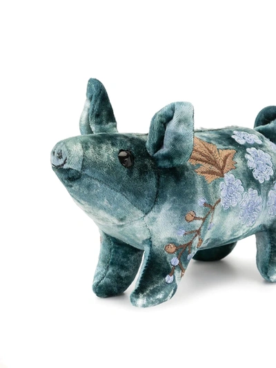 Shop Anke Drechsel Embroidered Pig Soft Toy In Blue