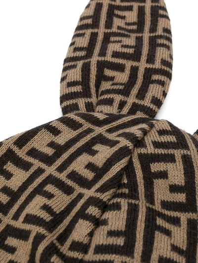 Fendi Double F Jacquard Bunny-ears Hat In Brown