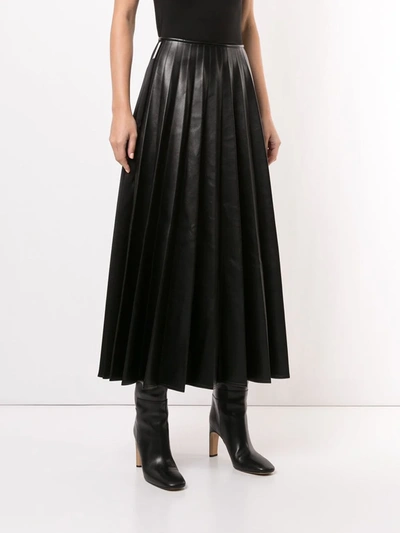 Shop Peter Do Faux-leather Pleated Skirt In Black