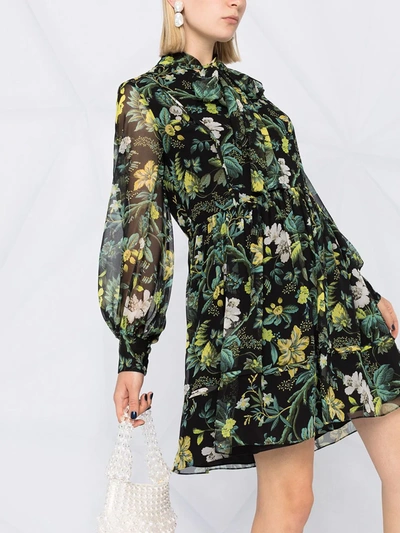 Shop Erdem Remy Ashcombe Forest-print Dress In Black