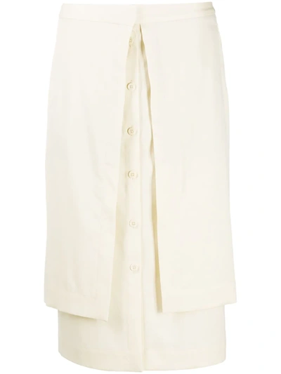 Shop Lemaire Layered Midi Skirt In Neutrals