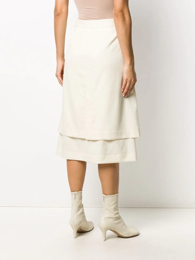 Shop Lemaire Layered Midi Skirt In Neutrals