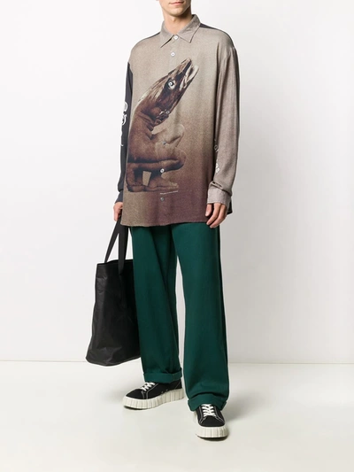 Vyner Articles Cod Print Buttoned Shirt In Neutrals