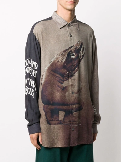 Vyner Articles Cod Print Buttoned Shirt In Neutrals