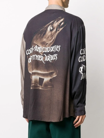 Vyner Articles Cod Print Buttoned Shirt In Neutrals