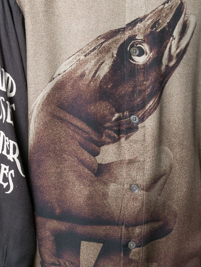Vyner Articles Cod Print Buttoned Shirt In Neutrals