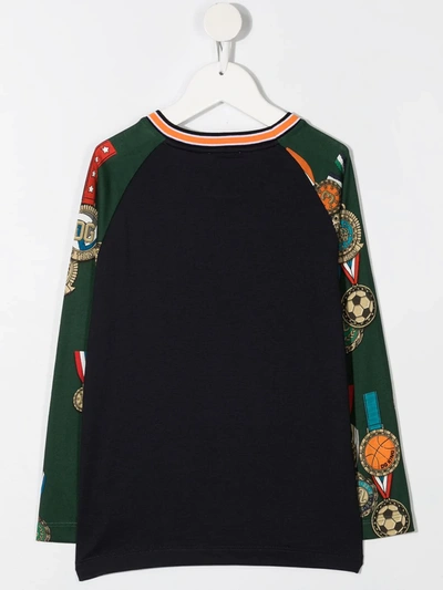 Dolce & Gabbana Logo Patch Long-sleeve T-shirt In Blue