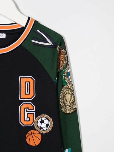 Dolce & Gabbana Logo Patch Long-sleeve T-shirt In Blue