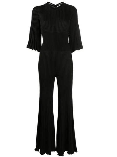 Shop Bottega Veneta Ruffled Pleated Jumpsuit In Black