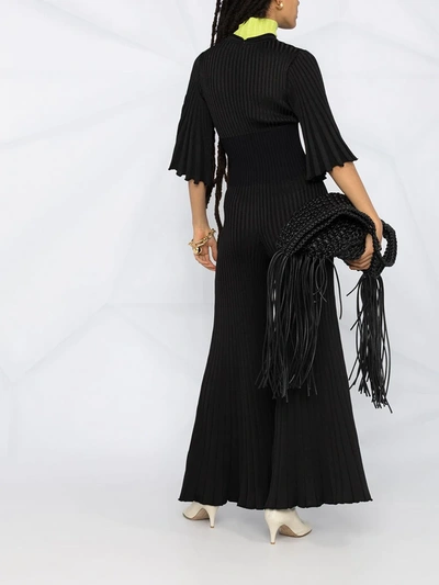 Shop Bottega Veneta Ruffled Pleated Jumpsuit In Black