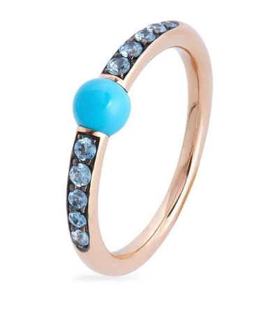 Shop Pomellato Rose Gold And Turquoise M'ama Non M'ama Ring Size 53