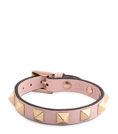 Shop Valentino Garavani Leather Rockstud Bracelet