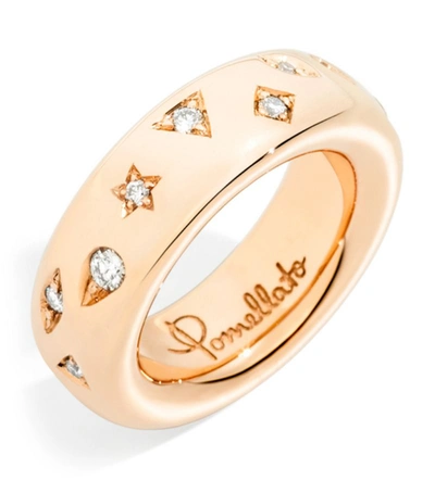 Shop Pomellato Narrow Rose Gold And Diamond Iconica Ring Size 54