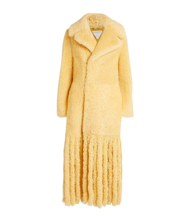 Shop Bottega Veneta Fringed Shearling Two-tone Coat