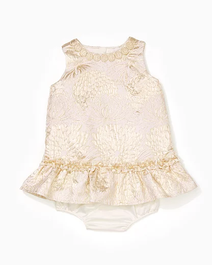 Lilly Pulitzer Halden Infant Dress In Gold Metallic Full Bloom Brocade Modesens