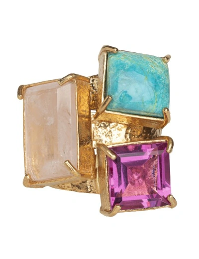Shop Christie Nicolaides Alvera Ring Set Pink In Multi Color