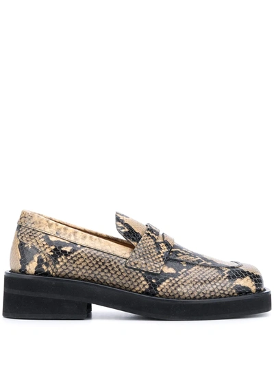 Shop Marni Snakeskin-print Loafers In Brown