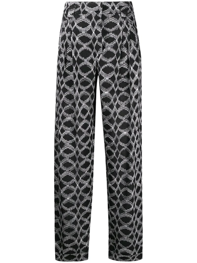 Shop Missoni Geometric Print High Waist Trousers In Black
