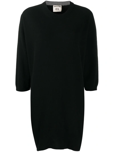 Shop Semicouture Fine-knit Crew-neck Dress In Black