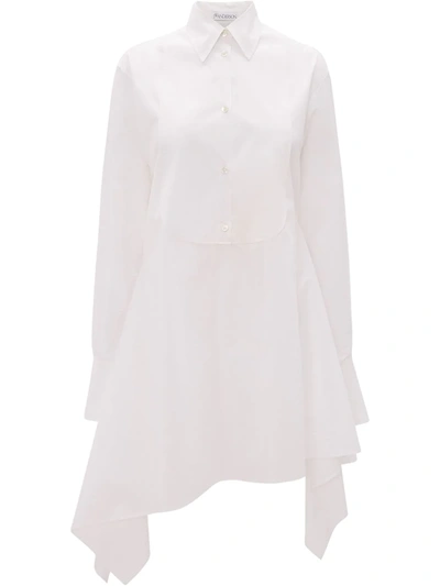 Shop Jw Anderson Asymmetric Bib Shirt Dress In White