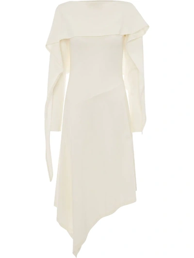 Shop Jw Anderson Draped Asymmetric Dress In White
