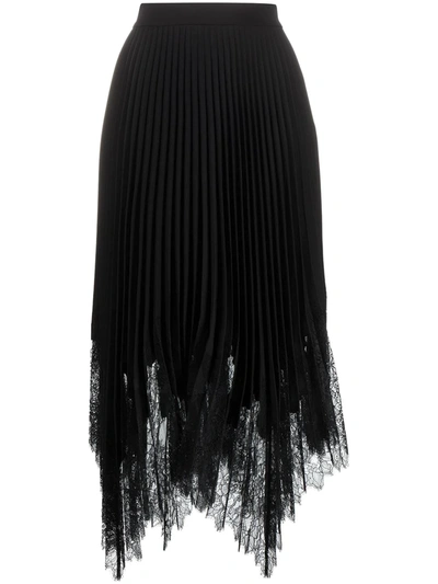 Shop Tory Burch Lace-trimmed Midi Skirt In Black
