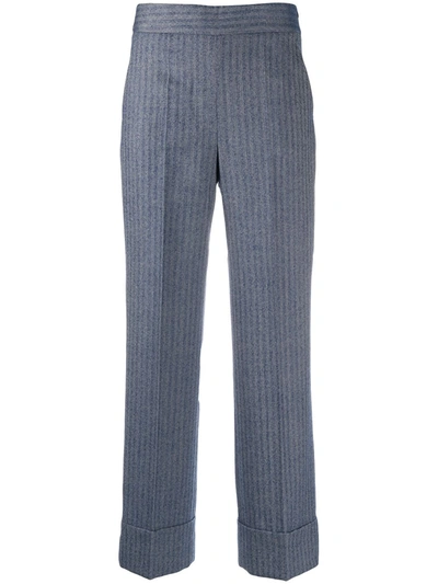 Shop Incotex Striped Straight-leg Trousers In Blue