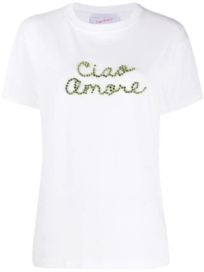 Shop Giada Benincasa Gem-embellished Logo T-shirt In White
