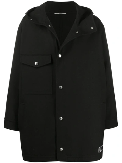 Shop Valentino Hooded Parka Coat In Black
