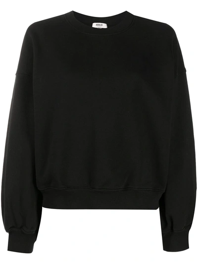 Shop Agolde Round Neck Cotton Sweatshirt In Black