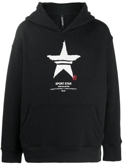 Shop Neil Barrett Hand-painted Sports Star Print Hoodie In Black