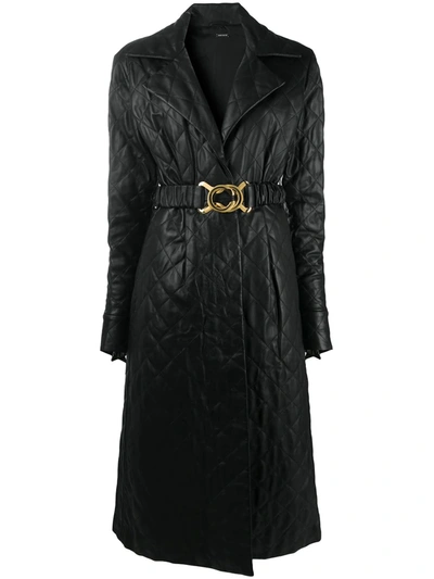 Shop Dodo Bar Or Belted Leather Coat In Black