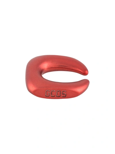 Shop Gcds Engraved Logo Cuff Earring In Red