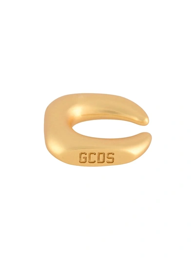 Shop Gcds Engraved Logo Fang Earring In Gold