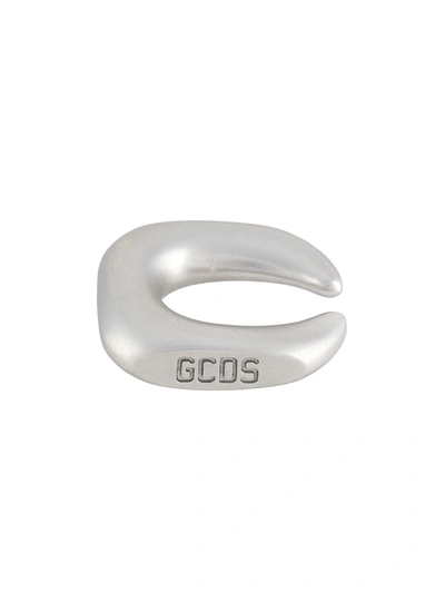 Shop Gcds Engraved Logo Cuff Earring In Silver