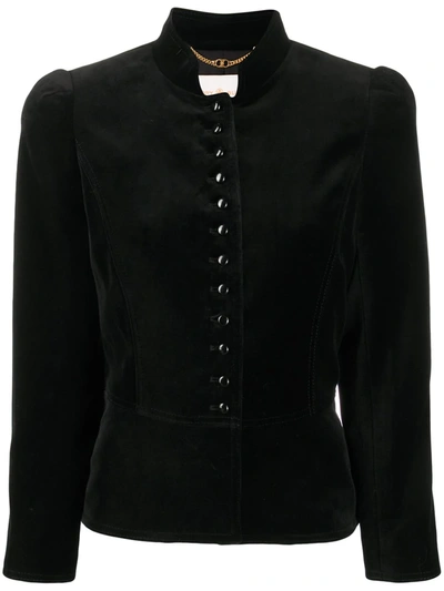 Shop Tory Burch Fitted Velvet Jacket In Black