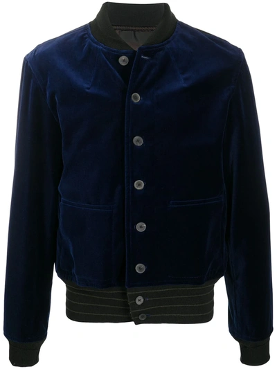 Shop Haider Ackermann Velvet Bomber Jacket In Blue
