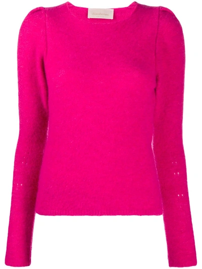 Shop Chiara Bertani Knitted Jumper With Puff Shoulders In Pink