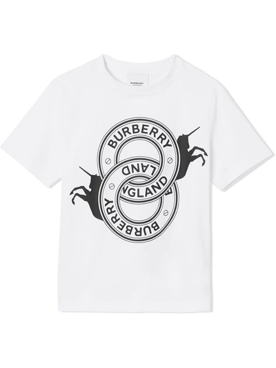 Shop Burberry Unicorn Logo T-shirt In White