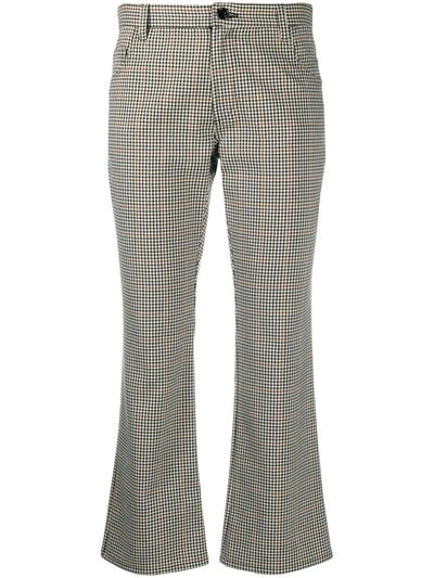 Shop Altea Gingham Check Cropped Trousers In Neutrals