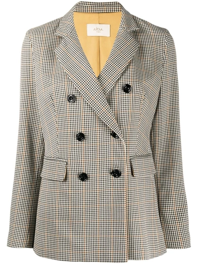 Shop Altea Checked Double-breasted Blazer In Neutrals