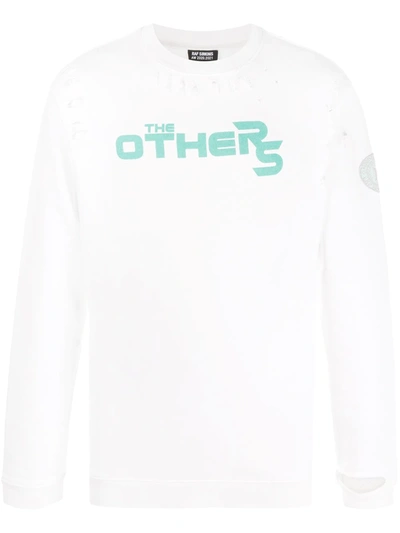 Shop Raf Simons Distressed The Others Print Sweatshirt In White
