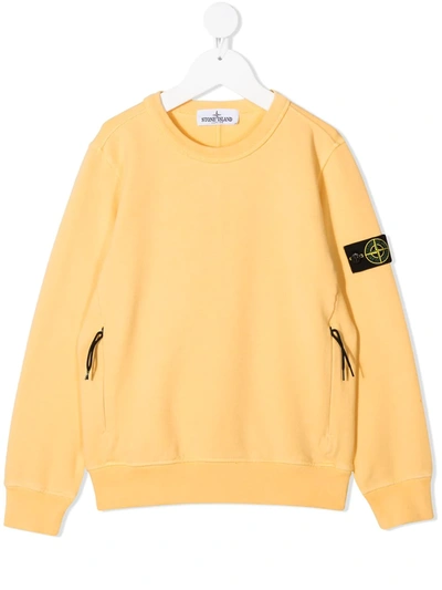 Shop Stone Island Junior Long-sleeved Logo Patch Jumper In Yellow