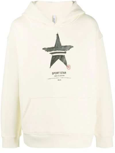 Shop Neil Barrett Hand-painted Sports Star Print Hoodie In Neutrals