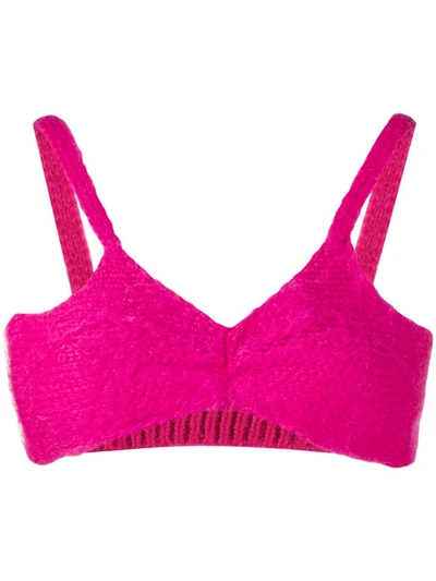 Shop Msgm Knitted Bra Top In Pink
