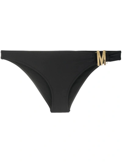 Shop Moschino M Plaque Bikini Briefs In Black