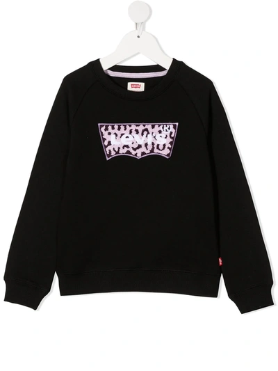 Shop Levi's Embroidered-logo Sweatshirt In Black