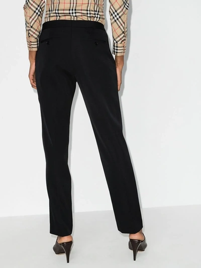 Shop Burberry Black Hanover Slim Leg Trousers